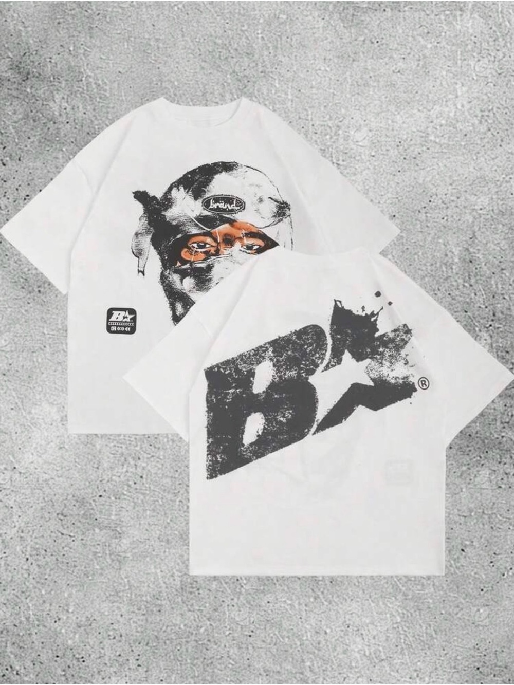 Vintage White Short-Sleeve Graphic Tee with Black Print